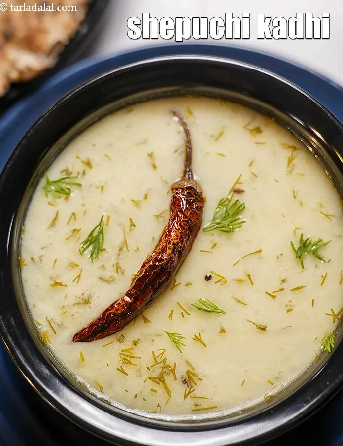 Step 26 – Serve <strong>Gujarati suva kadhi | shepuchi kadhi | suva kadhi |&nbsp;</strong>hot.