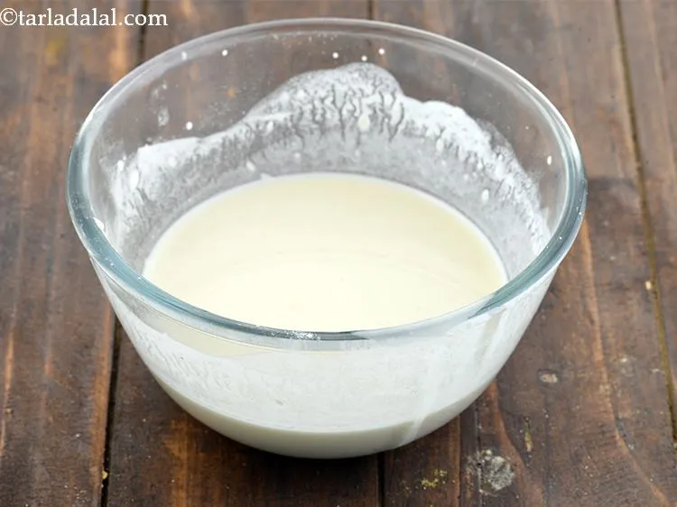 Step 26 – Add 4 tbsps of water to the plain flour. Mix the flour and water well …