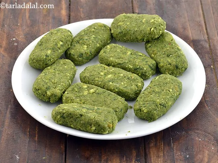 Step 17 – Take a small portion of the mixture, shape it into a rectangular tikki and flatten …