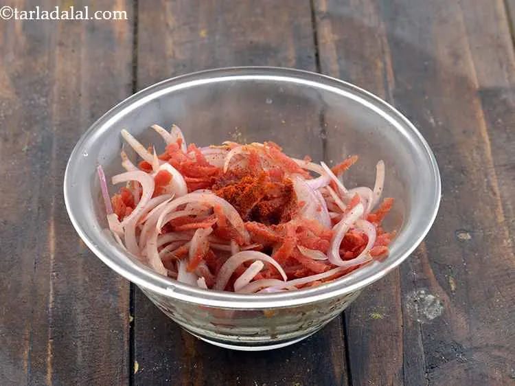 Step 36 – Add the chaat masala and the red chilli powder.