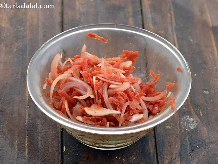 Step 37 – Finally add the lemon juice and mix well. The salad adds cruchiness to the <strong>Hara …