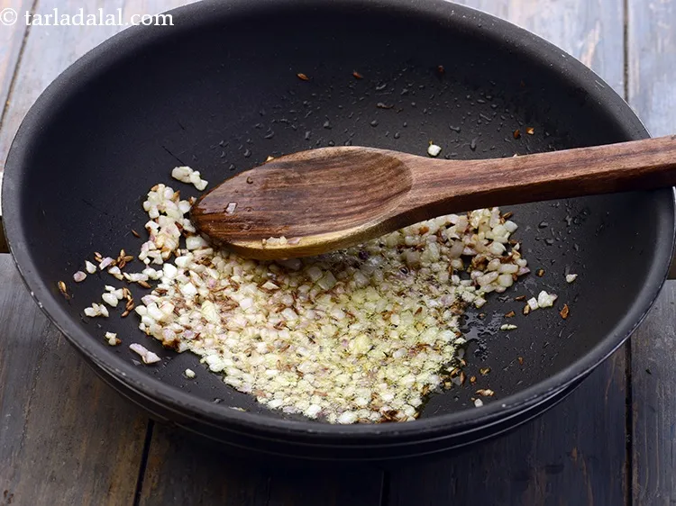 Step 18 – Saut&eacute; on a medium flame for 2 to 3 minutes or till the onions turn …
