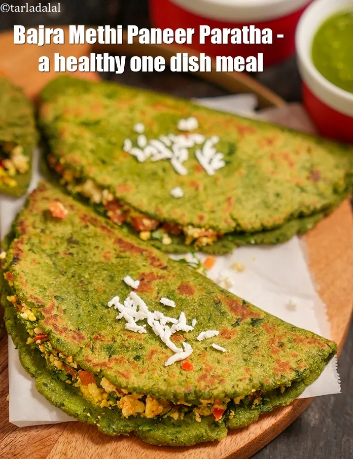 Step 44 – <strong>Bajra Methi Paneer Paratha - a healthy one dish meal.</strong>