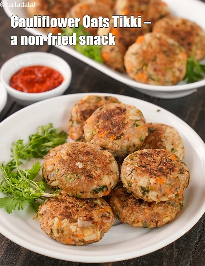 Step 47 – <strong>Cauliflower Oats Tikki &ndash; a non-fried snack.</strong>
