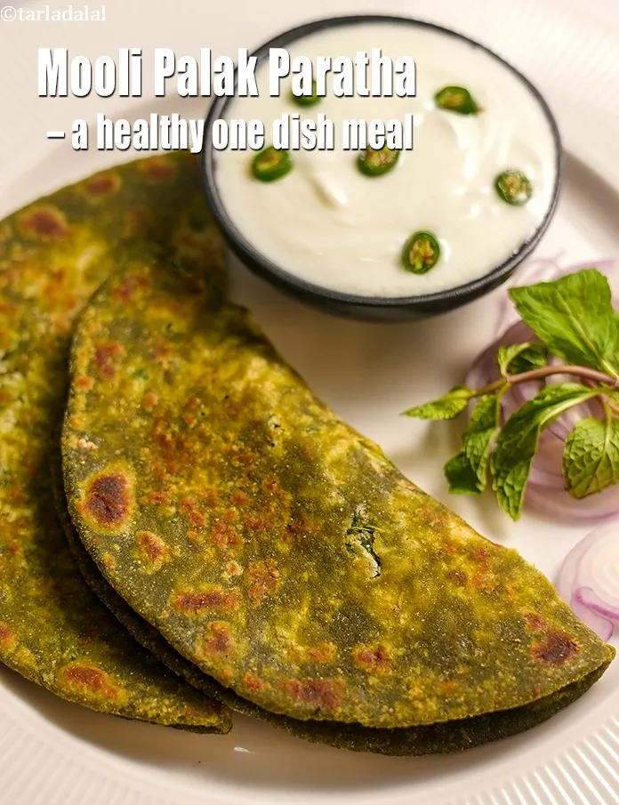 स्टेप 61 – <strong>मूली पालक पराठा - एक स्वस्थ आहार।</strong>