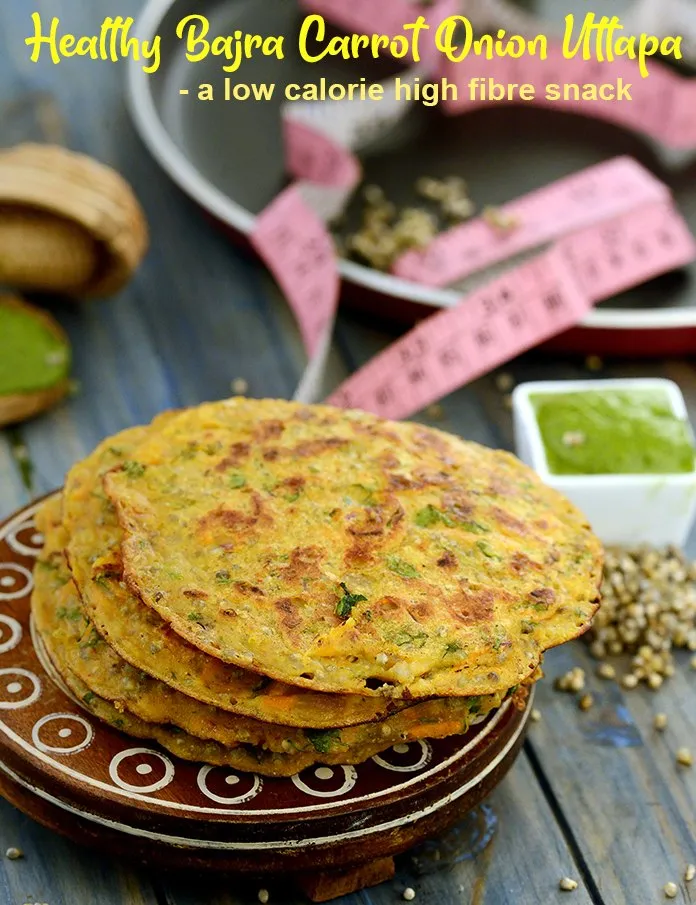 Step 35 – <strong>Healthy Bajra Carrot Onion Uttapa - a low calorie high fibre snack.</strong>
