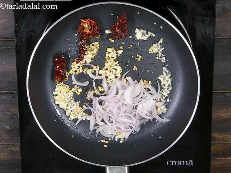 Step 12 – Add the onions. You can also add other colorful vegetables like carrots, spring onion, pakchoy …