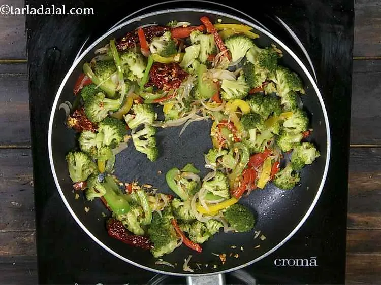 Step 15 – Add the broccoli and saut? on a medium flame for 1 minute. We have blanched …