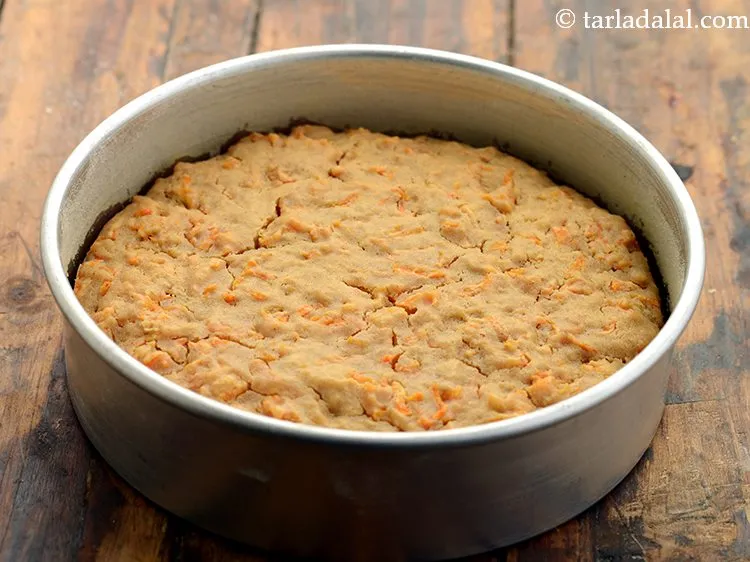 Step 18 – Bake the <strong>carrot cake for babies </strong>in a pre-heated oven at 180&deg;C (360&deg;F) for &frac12; …