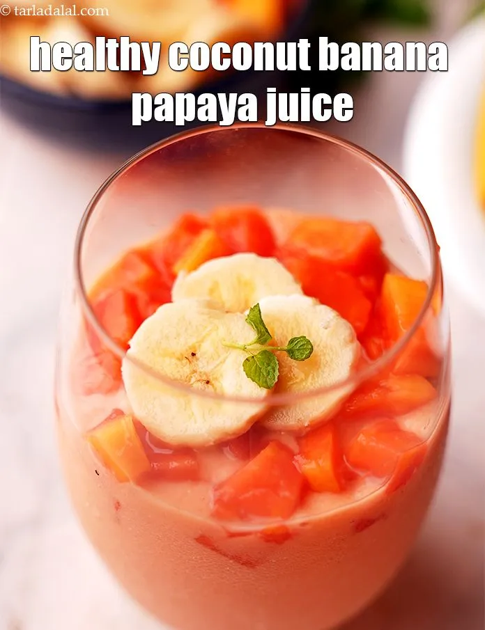 Step 12 – Garnish with mint leaves. Serve <strong>coconut papaya smoothie | Indian vegan papaya coconut banana smoothie …