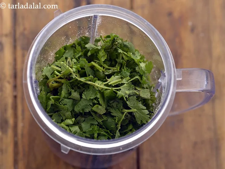 Step 11 – Add coriander for a vibrant green colour.