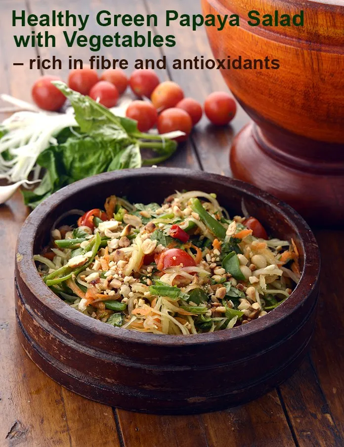 Step 44 – <strong>Healthy Green Papaya Salad with Vegetables &ndash; rich in fibre and antioxidants.</strong>