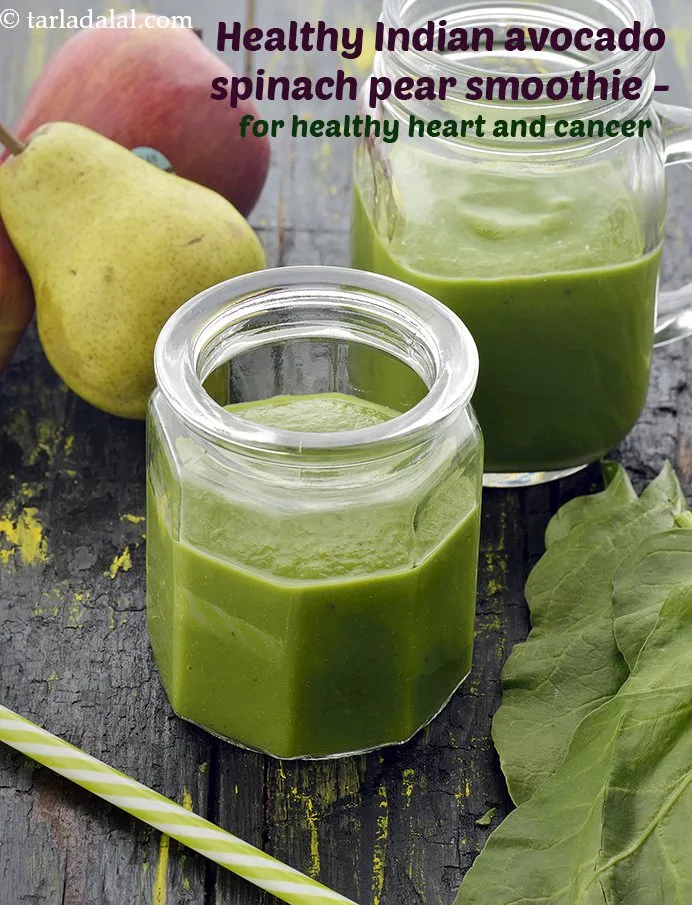 Step 8 – <strong>Healthy Indian avocado spinach pear smoothie - for healthy heart and cancer.</strong>