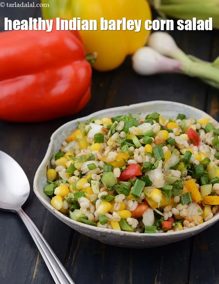 Step 25 – Serve <strong>barley&nbsp;corn salad | barley&nbsp;vegetable corn salad | healthy Indian barley&nbsp;corn salad |&nbsp;</strong>chilled.