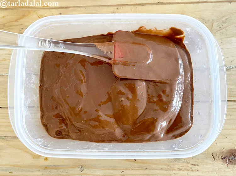 Step 20 – Pour thick dense ice cream into a plastic container.