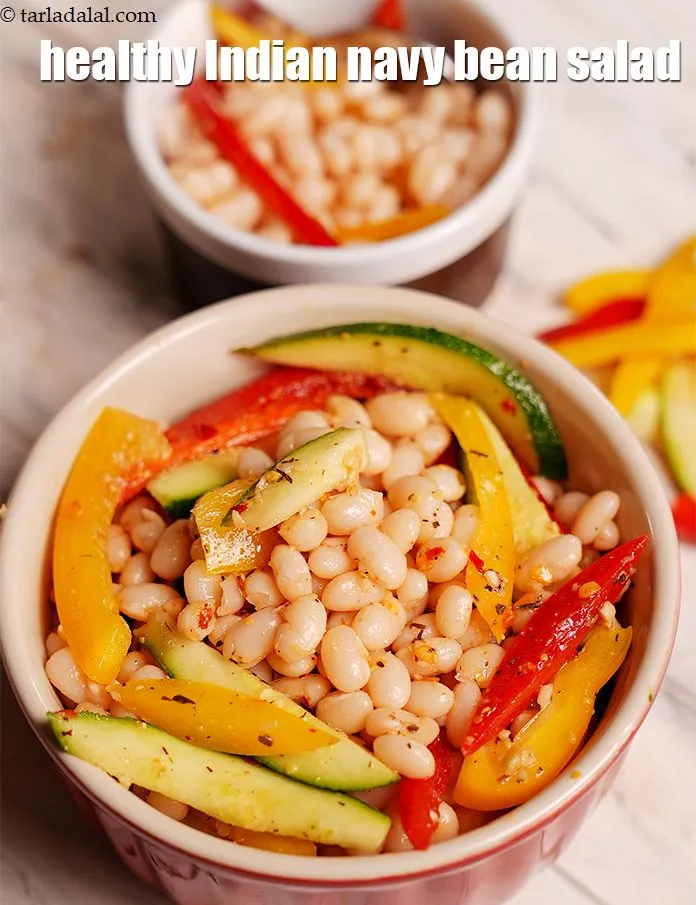 Step 32 – Serve <strong>haricot bean salad | white bean salad with vegetables | healthy Indian navy bean …