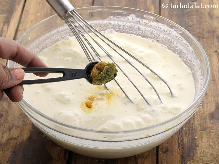 Step 19 – Add ginger-green chilli paste. Add more or less as per the spice you like.