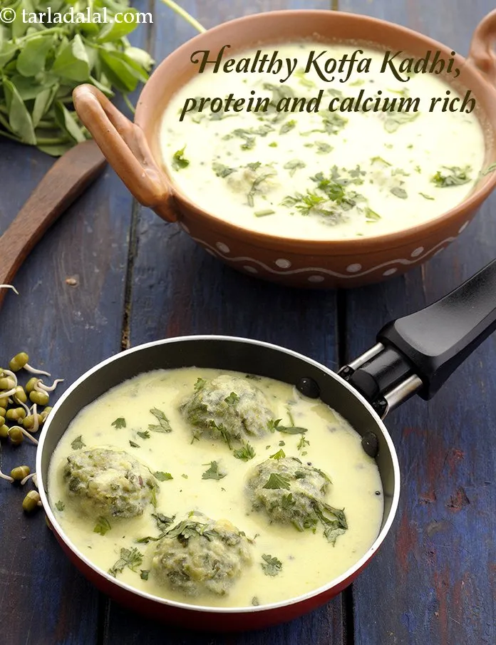 Step 35 – <strong>Healthy Kofta Kadhi &ndash; A Protein and Calcium Brimming Accompaniment.&nbsp;</strong>Kadhi includes curd as the base …