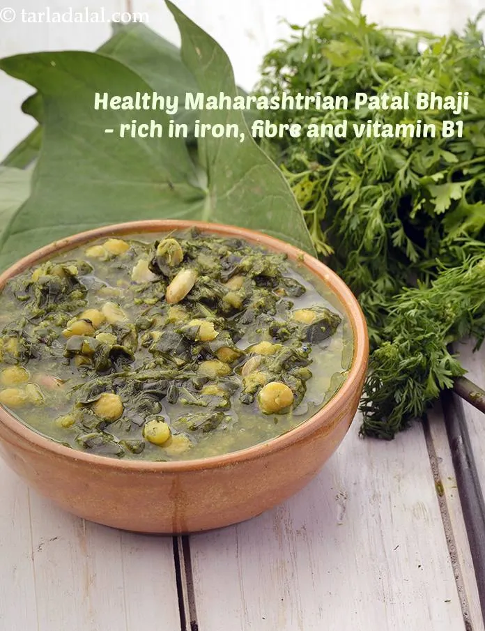 Step 26 – <strong>Healthy Maharashtrian Patal Bhaji - rich in iron, fibre and vitamin B1.</strong>
