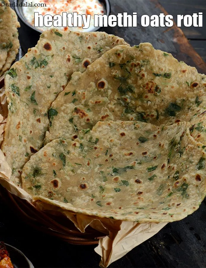Step 17 – Serve <strong>methi oats roti</strong> immediately with low-fat curds.