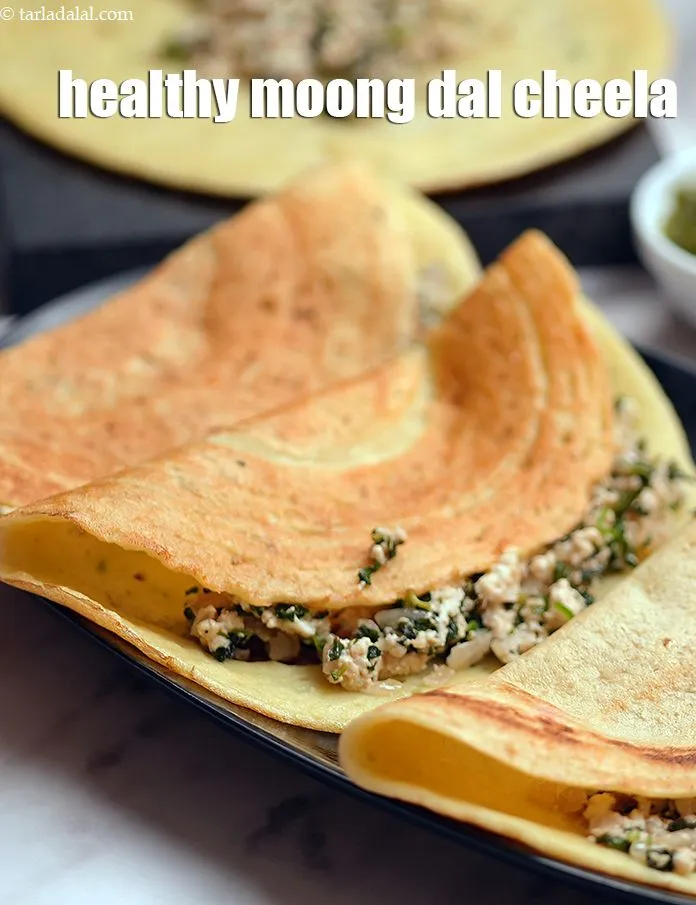 Step 39 – Serve&nbsp;<strong>yellow</strong>&nbsp;<strong>moong dal paneer pudina chilla | healthy moong dal cheela | moong dal pancake |</strong> …