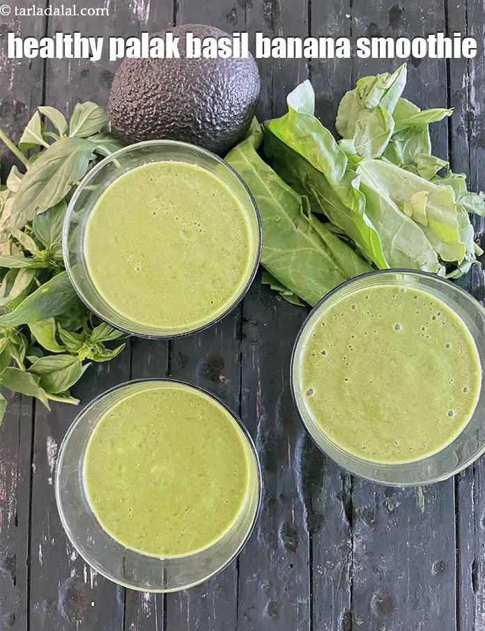 Step 15 – Serve <strong>spinach, avocado smoothie with banana | healthy palak basil banana smoothie |&nbsp;avocado smoothie with …