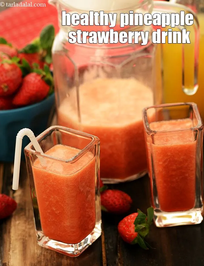 Step 8 – Serve <strong>strawberry pineapple juice</strong> chilled.&nbsp;