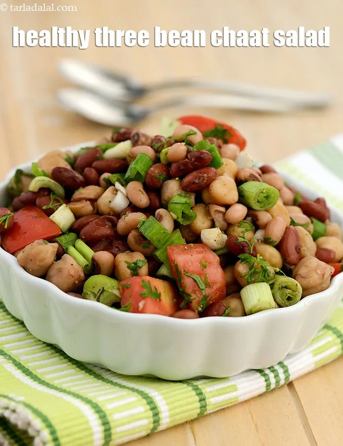 Step 47 – Serve <strong>chawli, rajma and chick pea salad | healthy three bean chaat salad | beans …