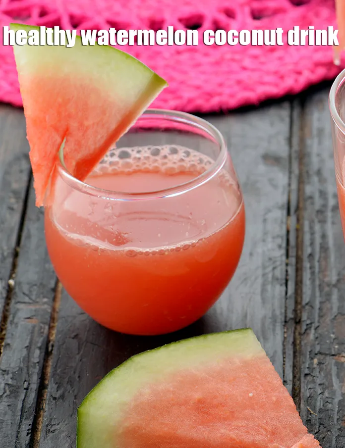 Step 11 – <p>Pour equal quantities of the drink into 3 individual glasses and serve <strong>watermelon and coconut …