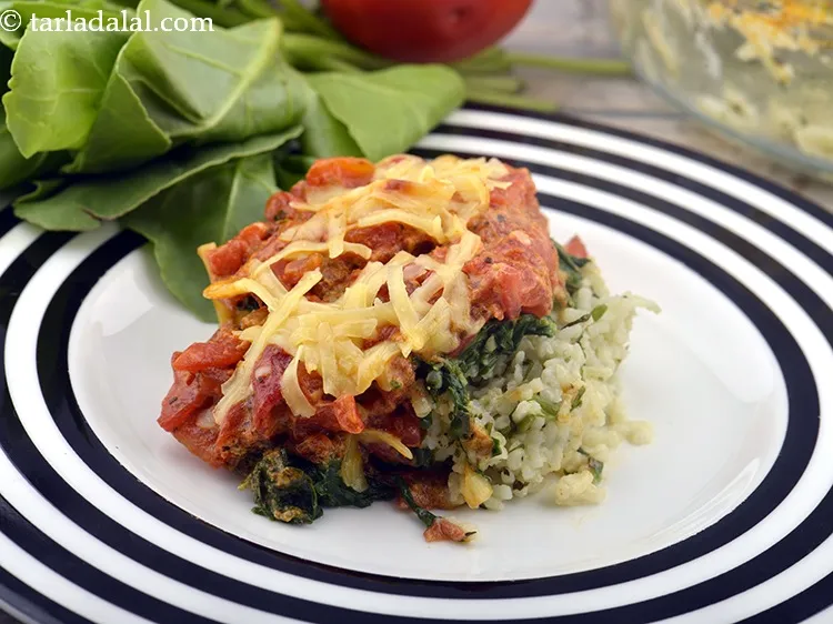 Step 71 – Serve <strong>herb rice with spinach and tomato gravy recipe | layered butter herbed rice | …