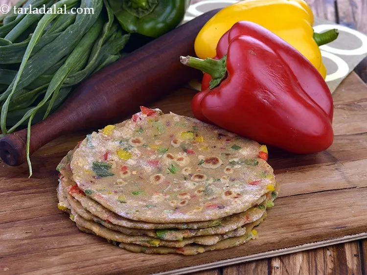 Step 40 – Serve <strong>herbed capsicum paratha recipe | healthy shimla mirch paratha | bell pepper paratha Indian …