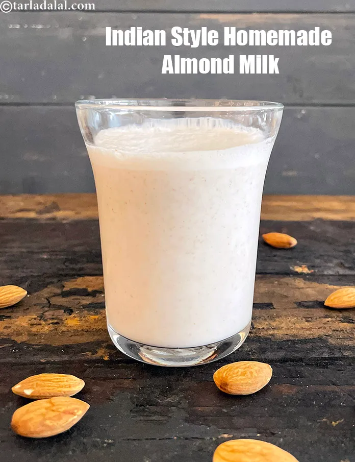 Step 16 – Serve <strong>Indian style homemade almond milk | badam milk made using soaked almonds | cheap …
