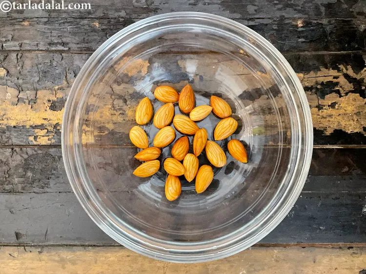 Step 10 – Drain the water. There is no need to peel the almonds as we will be …
