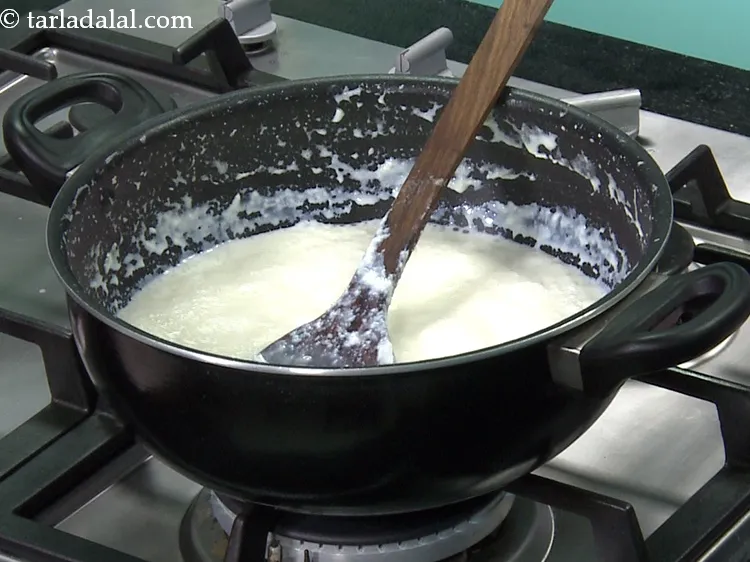 Step 7 – This is milk after 20 minutes of cooking. At this stage the milk reduces to …