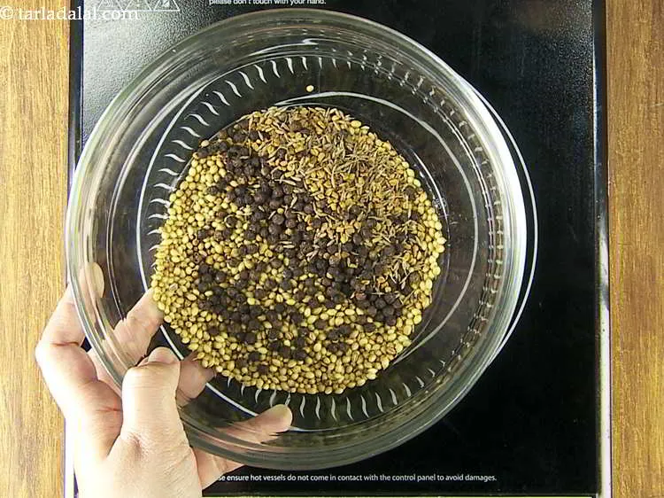 Step 10 – Transfer it into the same bowl which has coriander seeds.