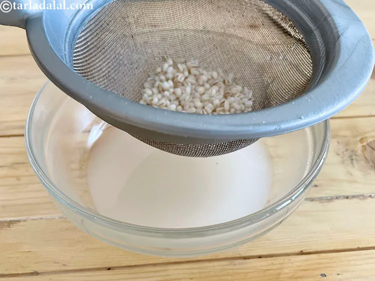 Step 13 – Strain the barely water.