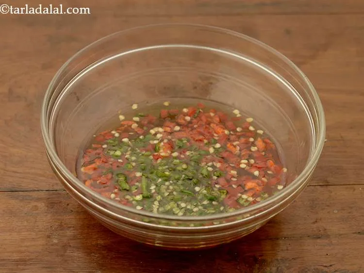 Step 15 – For making honey chilli sauce, combine ? cup honey, 1.5 tbsp finely chopped fresh red …