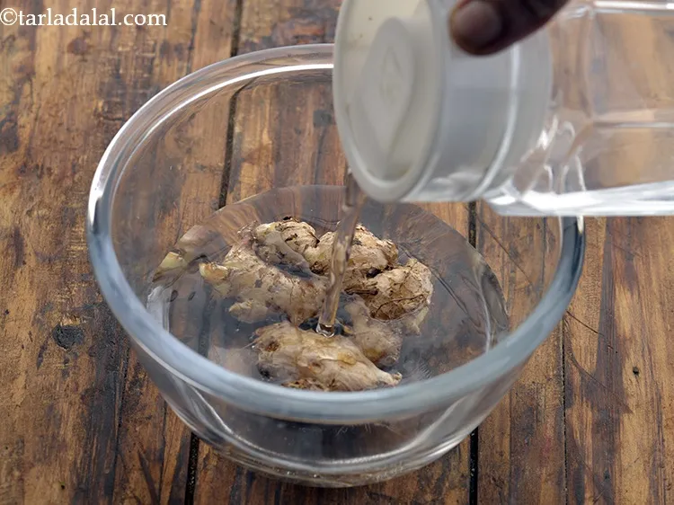 Step 4 – Wash the ginger.