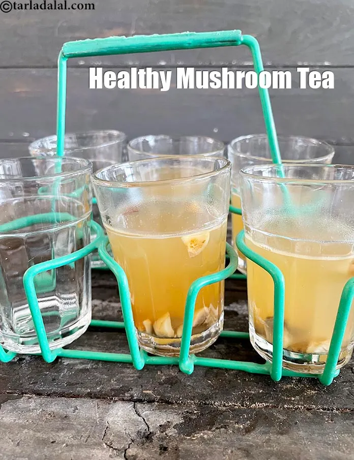 Step 11 – Serve <strong>mushroom tea | Indian style quick mushroom tea |&nbsp;healthy mushroom tea |</strong>&nbsp;hot.