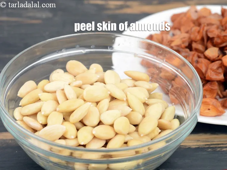 Step 8 – Peel the skin of almonds.