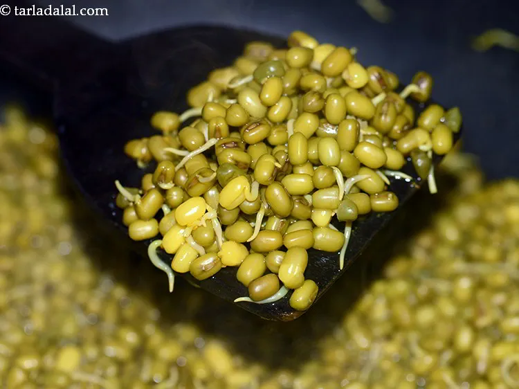 Step 5 – Moong sprouts can be boiled and stored refrigerated the previous night too.&nbsp;