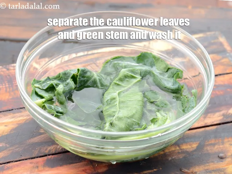 Step 33 – Make sure the leaves of the cauliflower are washed very well.&nbsp;