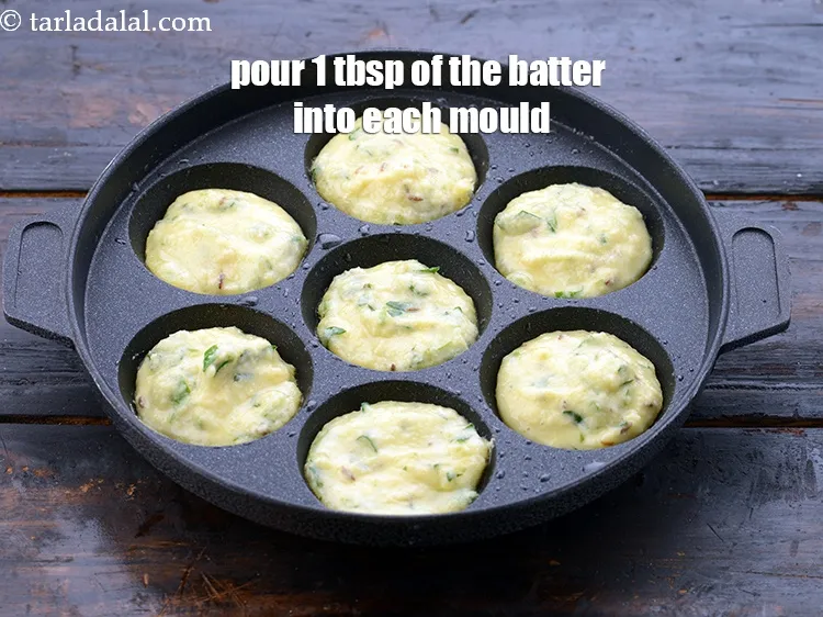 Step 24 – Pour 1 tbsp of the batter into each mould.&nbsp;