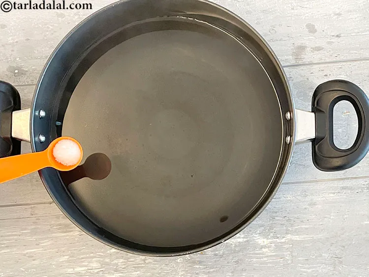 Step 4 – <p>Add 1 teaspoon of salt to the boiling water. The water must be boiling when …