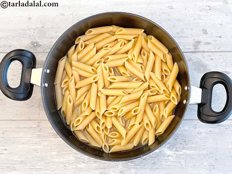 Step 10 – Again continue to cook uncovered, stirring occasionally and gently until the pasta is tender.&nbsp;Cooking times …