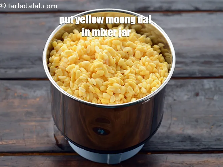 Step 14 – To make the batter <strong>for moong dal and cauliflower greens appe recipe | Indian moong …