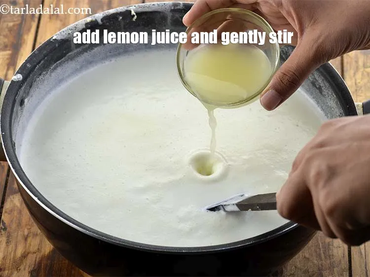 Step 4 – Add 1&frac12; tbsp lemon juice gradually and stir it gently.