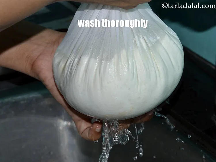 Step 7 – Wash the chenna thoroughly.