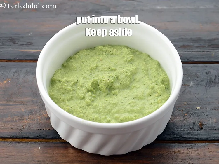 Step 47 – Transfer the coconut chutney into a bowl. Keep aside.&nbsp;