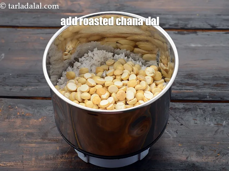 Step 38 – Add 4 tbsp&nbsp;<a href="https://www.tarladalal.com/glossary-roasted-chana-dal-roasted-daria-286i">roasted chana dal (daria)</a>.&nbsp;